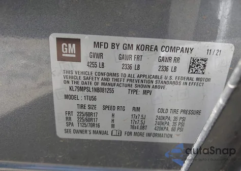 2022 Chevrolet Trailblazer Fwd Lt z USA, uszkodzony, nr VIN KL79MPSL1NB081255